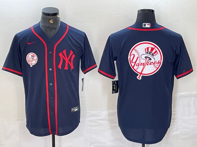 Men New York Yankees Blank Blue Third generation joint name Nike 2024 MLB Jersey style 1->new york yankees->MLB Jersey